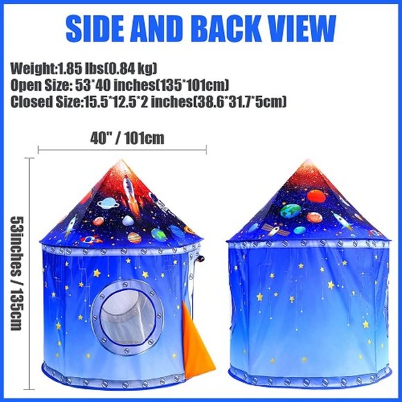 ROCKET SHIP PLAYHOUSE TENT Spaceship Boy Girl Toddler Kid 2+ Gift Astronaut NEW - Picture 6 of 6